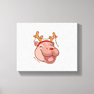 Toile Baby Reindeer de Noël Hippo Moo Deng Xmas Cute Z