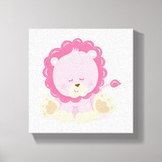 Toile Baby Safari rose Lion endormi
