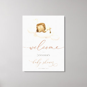 Toile Baby shower Lion Bienvenue