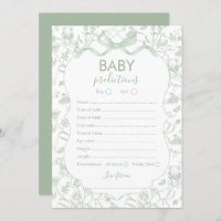 Toile Baby Voorspellingen Baby shower kaart