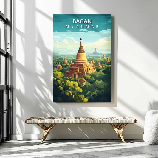 Toile Bagan Myanmar Travel Poster Canvas Wall Art