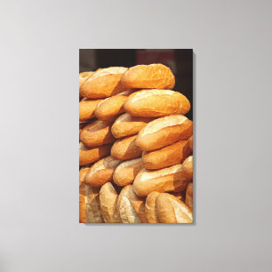 Toile Baguette, pain, en vente dans la rue par le