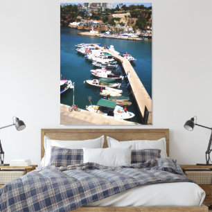 Toile Baie avec bateaux de croisière dans la vieille vil