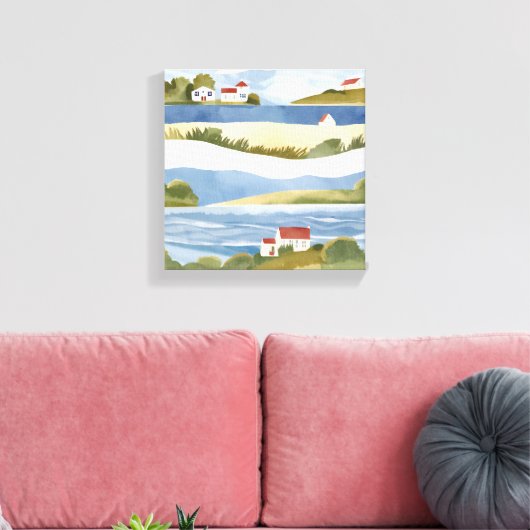 Toile Baie de Cape Cod | Aquarelle côtière océanique (Insitu(Salon))
