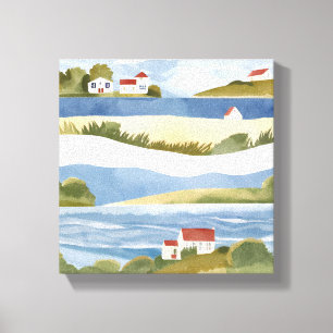 Toile Baie de Cape Cod Aquarelle de rivage océanique c