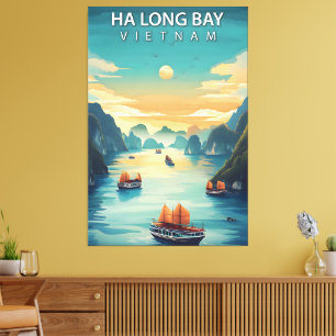 Toile Baie d'Halong – Affiche de voyage vintage du M du