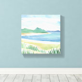 Toile Baie d'herbe de plage | Aquarelle Océan Mer côtièr (Insitu (Plancher de Bois))