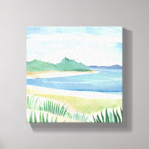 Toile Baie d'herbe de plage Aquarelle Océan Mer Côtièr