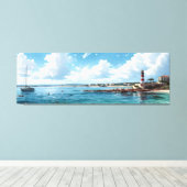 Toile Baie méditerranéenne large mer (Insitu (Plancher de Bois))