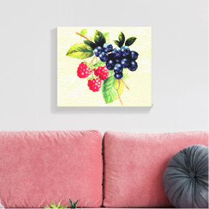 Toile Baies d'aquarelle   Rasberry et Blueberry