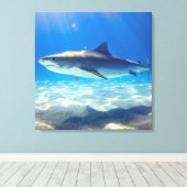 Toile Baignade de requins Eau bleu de l'océan (Insitu (Plancher de Bois))