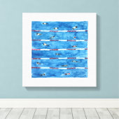 Toile Baigneurs pendant les échauffements en aquarelle (Insitu (Plancher de Bois))