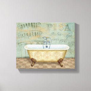 Toile Baignoire française et la tour penchée de Pise