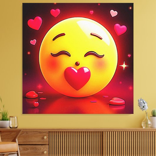 Toile Baiser Emoji Coeurs soufflants (Insitu(Salon))