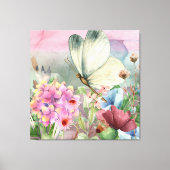 Toile Baisers aux papillons colorés entre Fleurs sauvage (Recto)