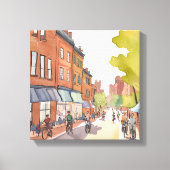 Toile Balade en vélo à Boston | Aquarelle North End MA (Recto)