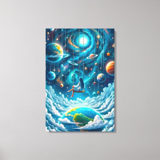 Toile Balancement Céleste : Rêver au-dessus de la Terre (Recto)