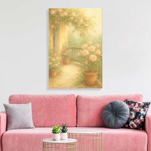 Toile Balcon romantique dans les tons pastel (Insitu(Salon))