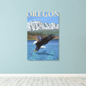 Toile Bald Eagle Diving - Poster Vintage voyage (Insitu (Plancher de Bois))