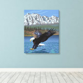 Toile Bald Eagle Diving - West Yellowstone, MT (Insitu (Plancher de Bois))