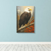Toile Bald Eagle sur la branche dans la forêt d'automne (Insitu (Plancher de Bois))