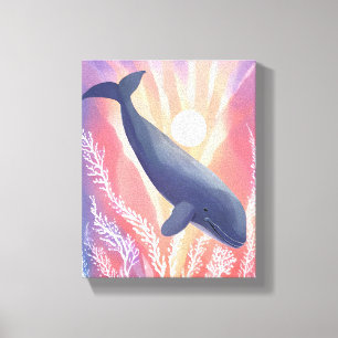 Toile Baleine bleue Animal aquarelle Teintes océanique