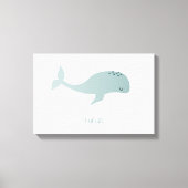 Toile Baleine Bleue mignonne avec nom personnalisé Petit (Recto)
