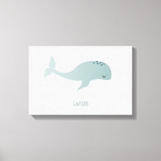 Toile Baleine Bleue mignonne avec nom personnalisé Petit (Recto)