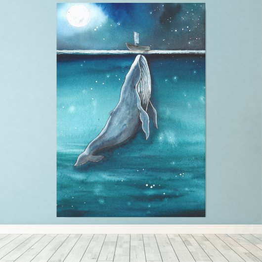 Toile baleine et bateau (Insitu (Plancher de Bois))