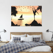 Toile Ballerina Dancing Sunset Abstraite silhouette Art (Insitu(Chambre))
