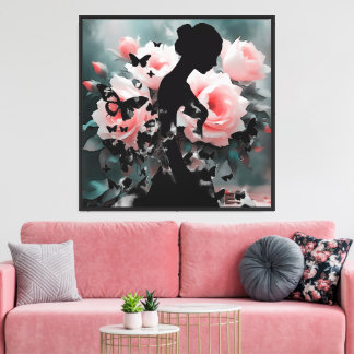 Toile Ballerina Papillons Émergents Belle Florale