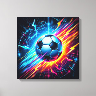 Toile Ballon de football électrique futuriste éclair