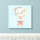 Toile Ballons à air chaud mignon avec aquarelle à ours (Insitu (Plancher de Bois))