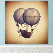 Toile Ballons à air chaud Steampunk avec bateau (Insitu (Plancher de Bois))