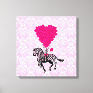 Toile Ballons de coeur rose et zèbre vintage