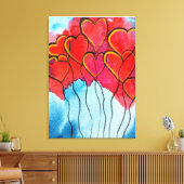 Toile Ballons de coeur rouge Valentine aquarelle (Insitu(Salon))