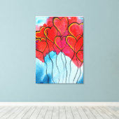 Toile Ballons de coeur rouge Valentine aquarelle (Insitu (Plancher de Bois))