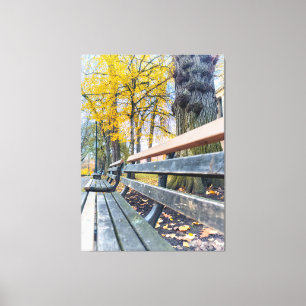 Toile Banc de parc dans le paysage d'automne