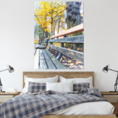 Toile Banc de parc dans le paysage d'automne (Insitu(Chambre))