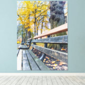 Toile Banc de parc dans le paysage d'automne (Insitu (Plancher de Bois))