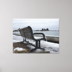 Toile Banc du lac Supérieur en hiver