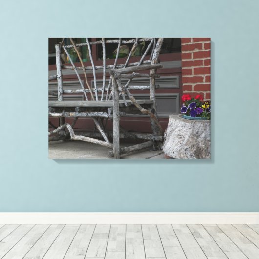 Toile Banc et fleurs de branches d'arbre rustique (Insitu (Plancher de Bois))
