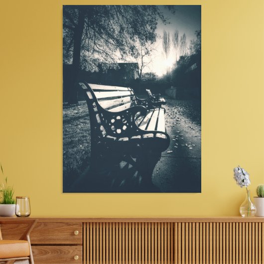 Toile Banc vide noir et blanc dans le parc (Insitu(Salon))