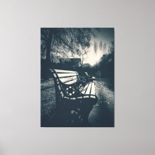 Toile Banc vide noir et blanc dans le parc