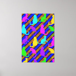 Toile Bandes de chats colorés et art animal à petits poi