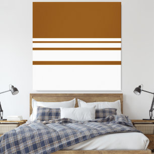 Toile Bandes dégradées marron terreux blanc de style mod