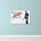 Toile Banksy Suivez vos rêves (Insitu (Plancher de Bois))