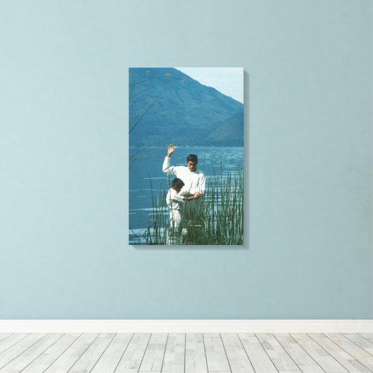 Toile Baptême dans Lake Atitlan™ version 2 LDS Poster d' (Insitu (Plancher de Bois))