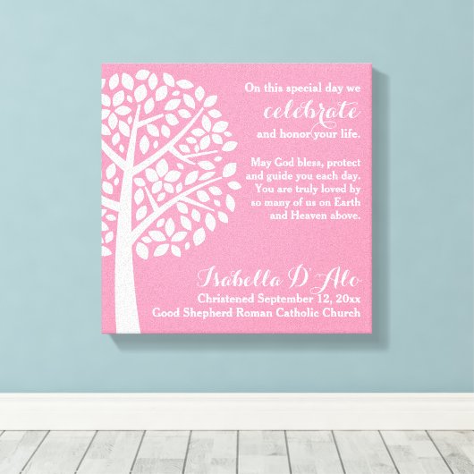 Toile Baptême de la fille rose prière de baptême de béné (Insitu (Plancher de Bois))