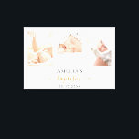 Toile Baptême personnalisé photo garçon moderne fille<br><div class="desc">Pour un baptême élégant,  neutre du genre. Un arrière - plan blanc chic. Personnalisez et ajoutez 3 photos verticales,  le nom de l'enfant et la date du baptême. Lettres noires et dorées.</div>